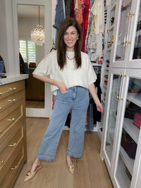 Colette Eyelet Cropped Jeans in Light Denim