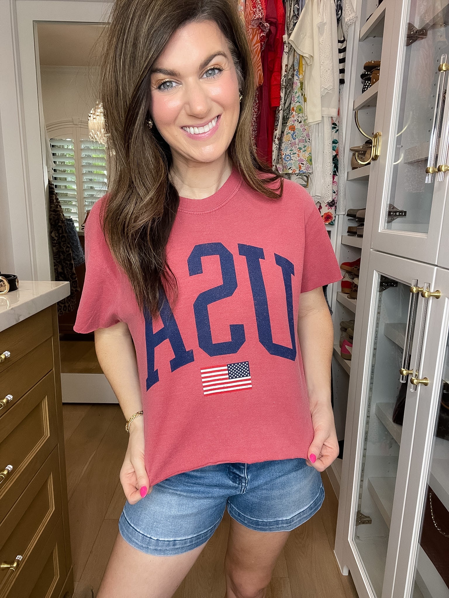 Vintage USA Cropped Tee in Red