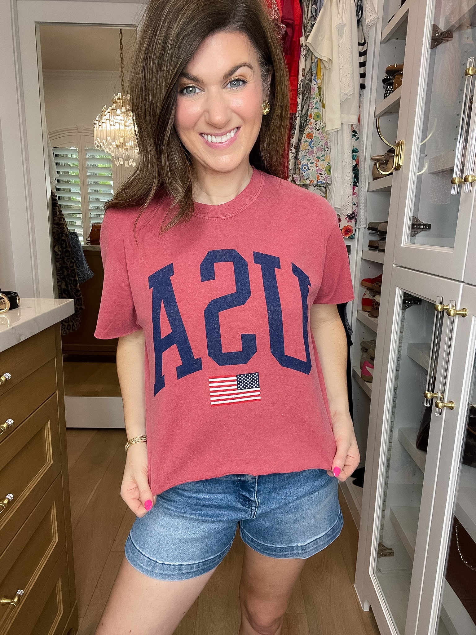 Vintage USA Cropped Tee in Red