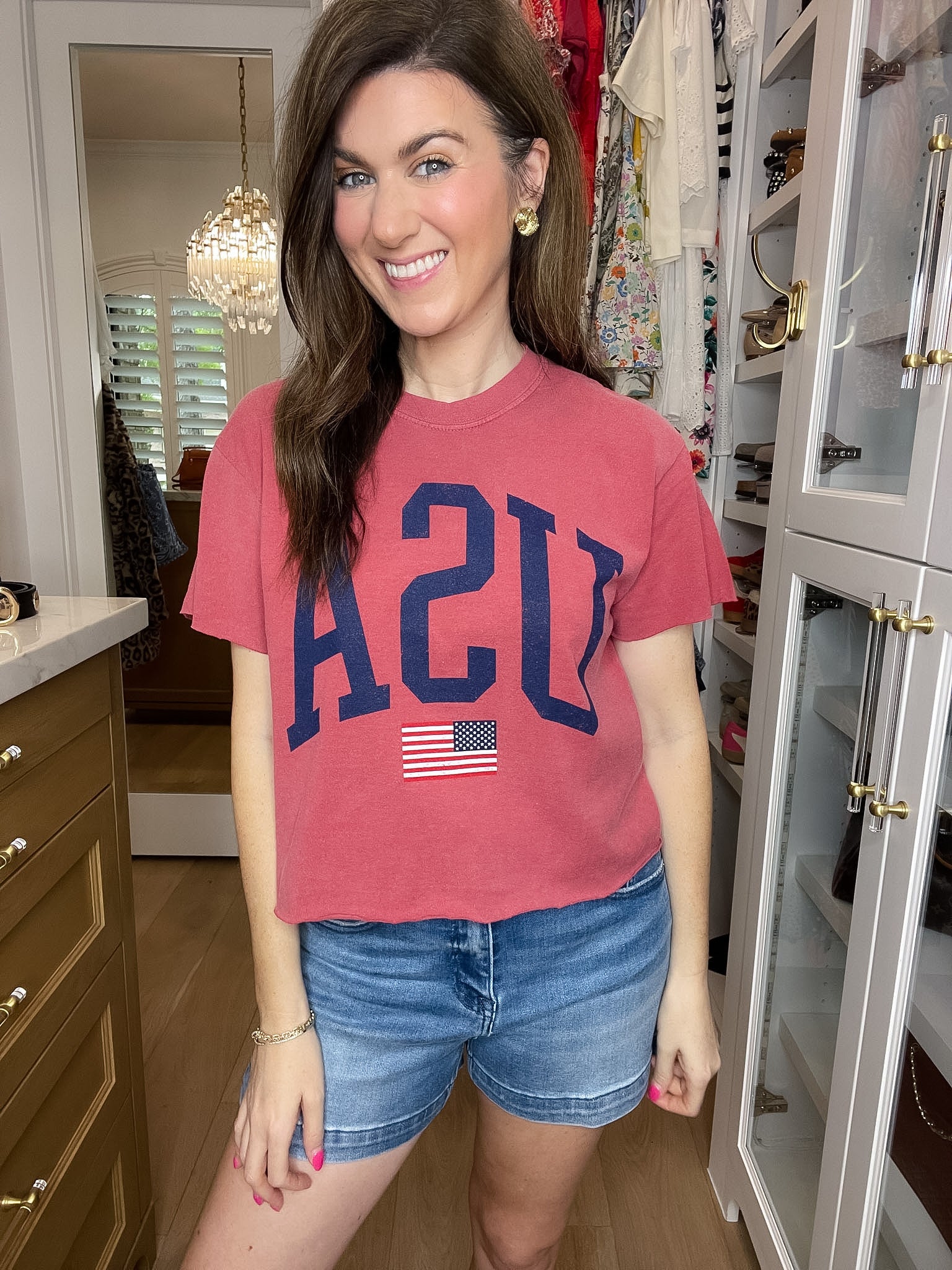 Vintage USA Cropped Tee in Red