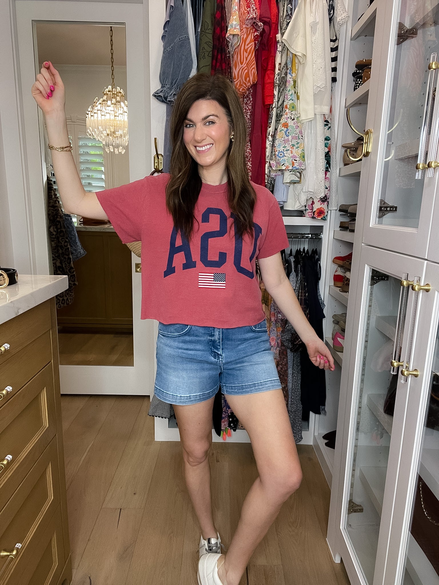 Vintage USA Cropped Tee in Red