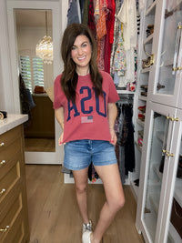 Vintage USA Cropped Tee in Red