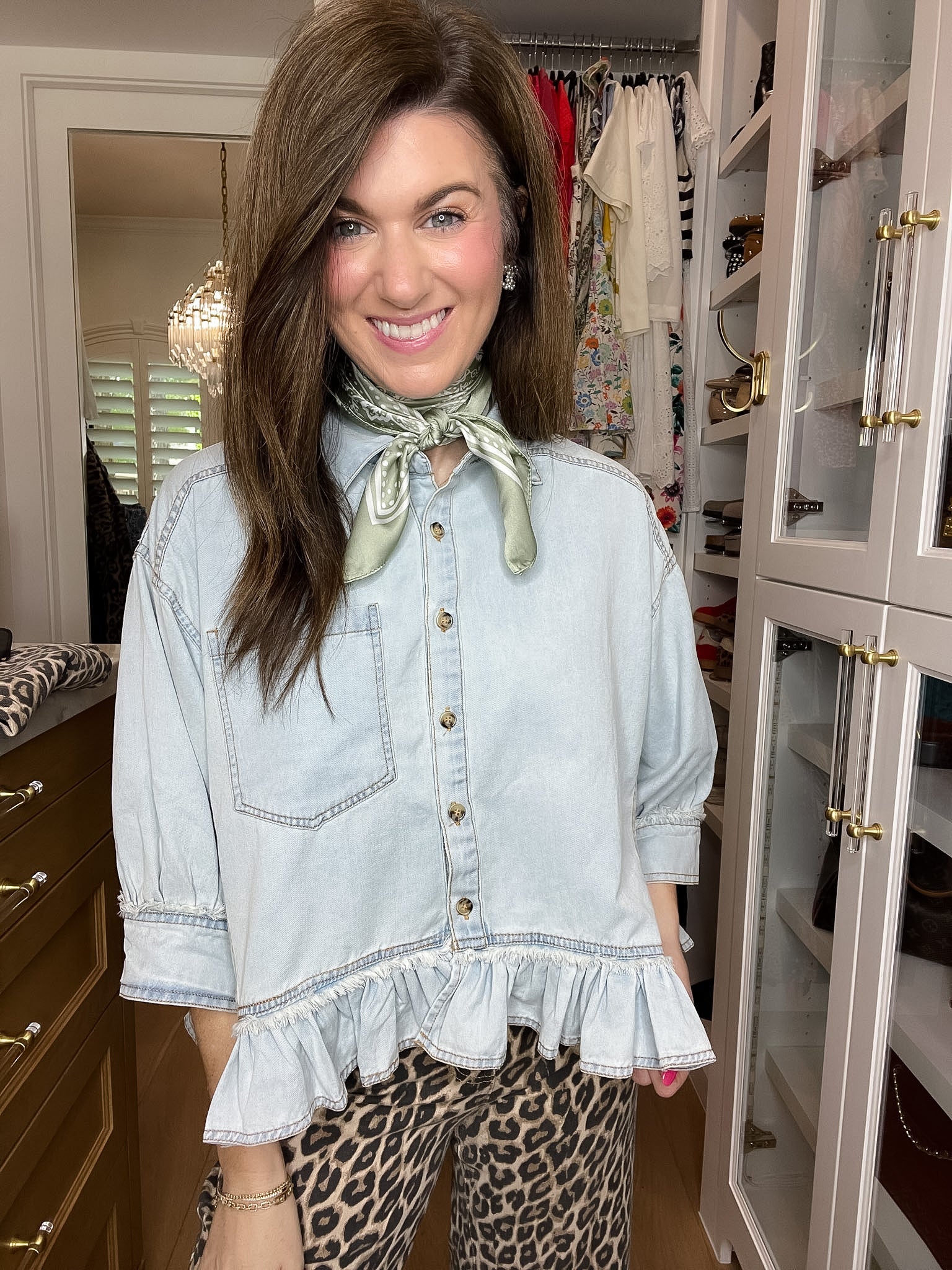 Sweet Ease Ruffle Denim Button Down