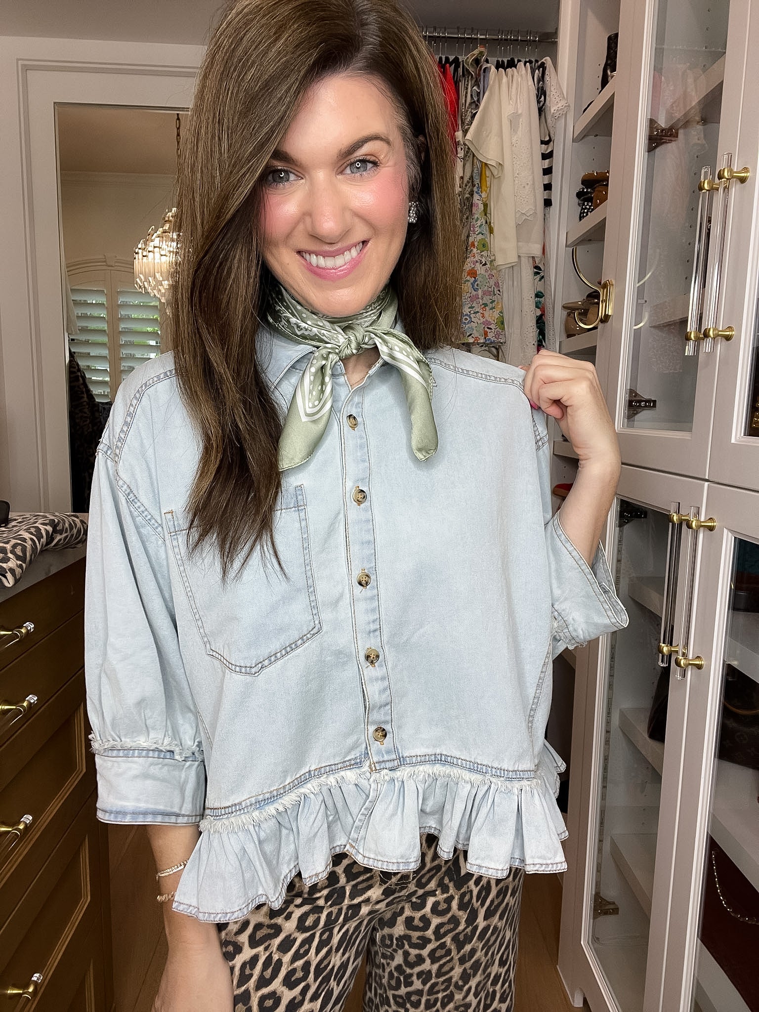 Sweet Ease Ruffle Denim Button Down
