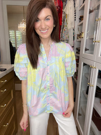 Sugarlips Court Button Down Top in Brisa Floral