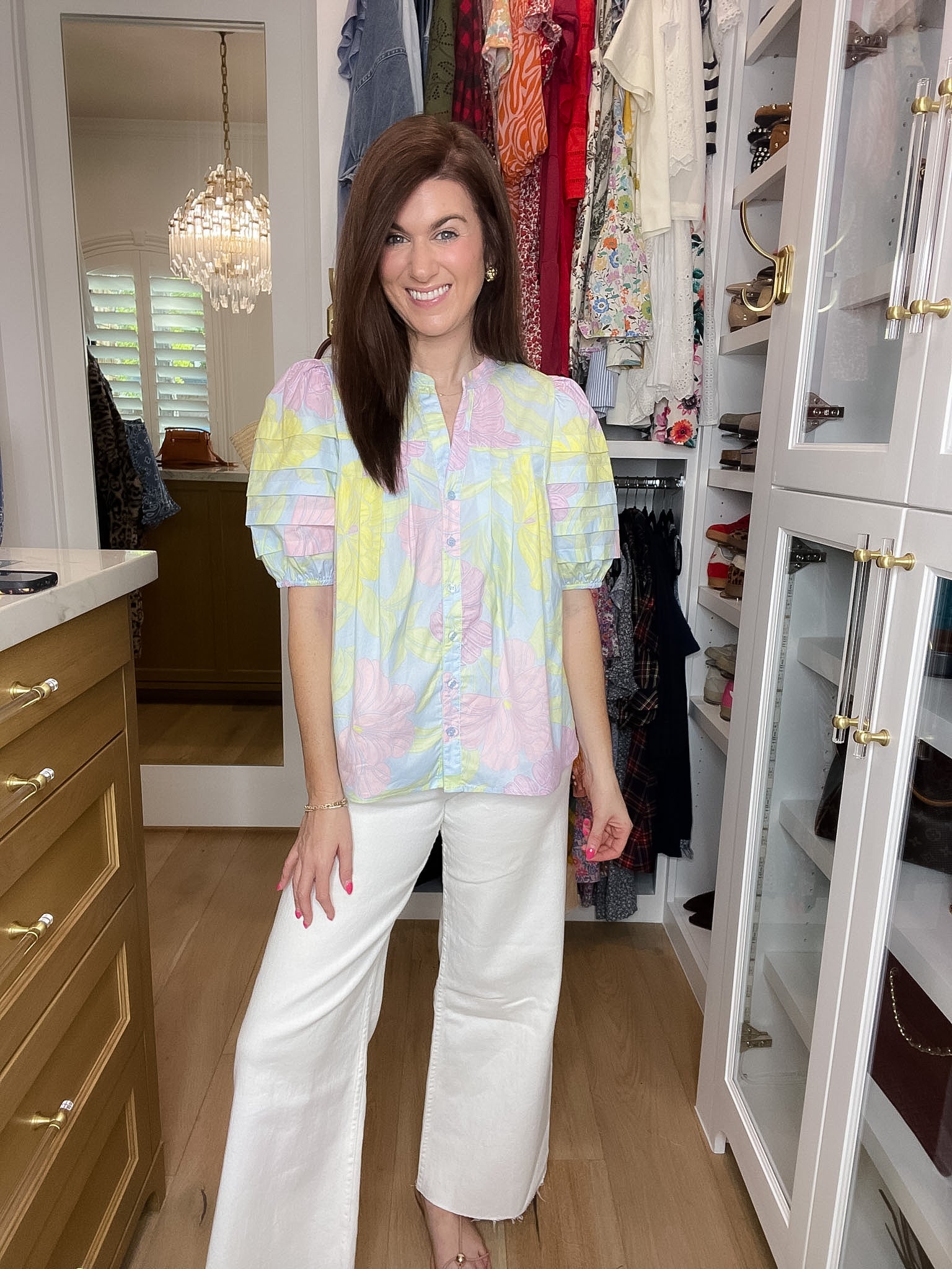 Sugarlips Court Button Down Top in Brisa Floral