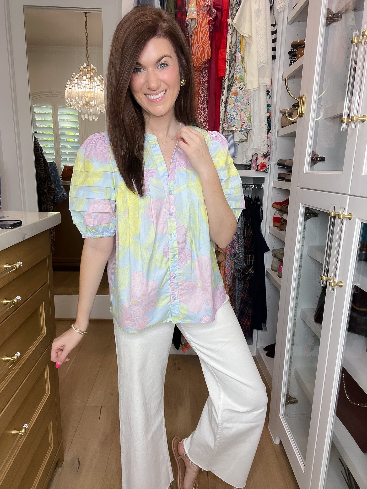 Sugarlips Court Button Down Top in Brisa Floral