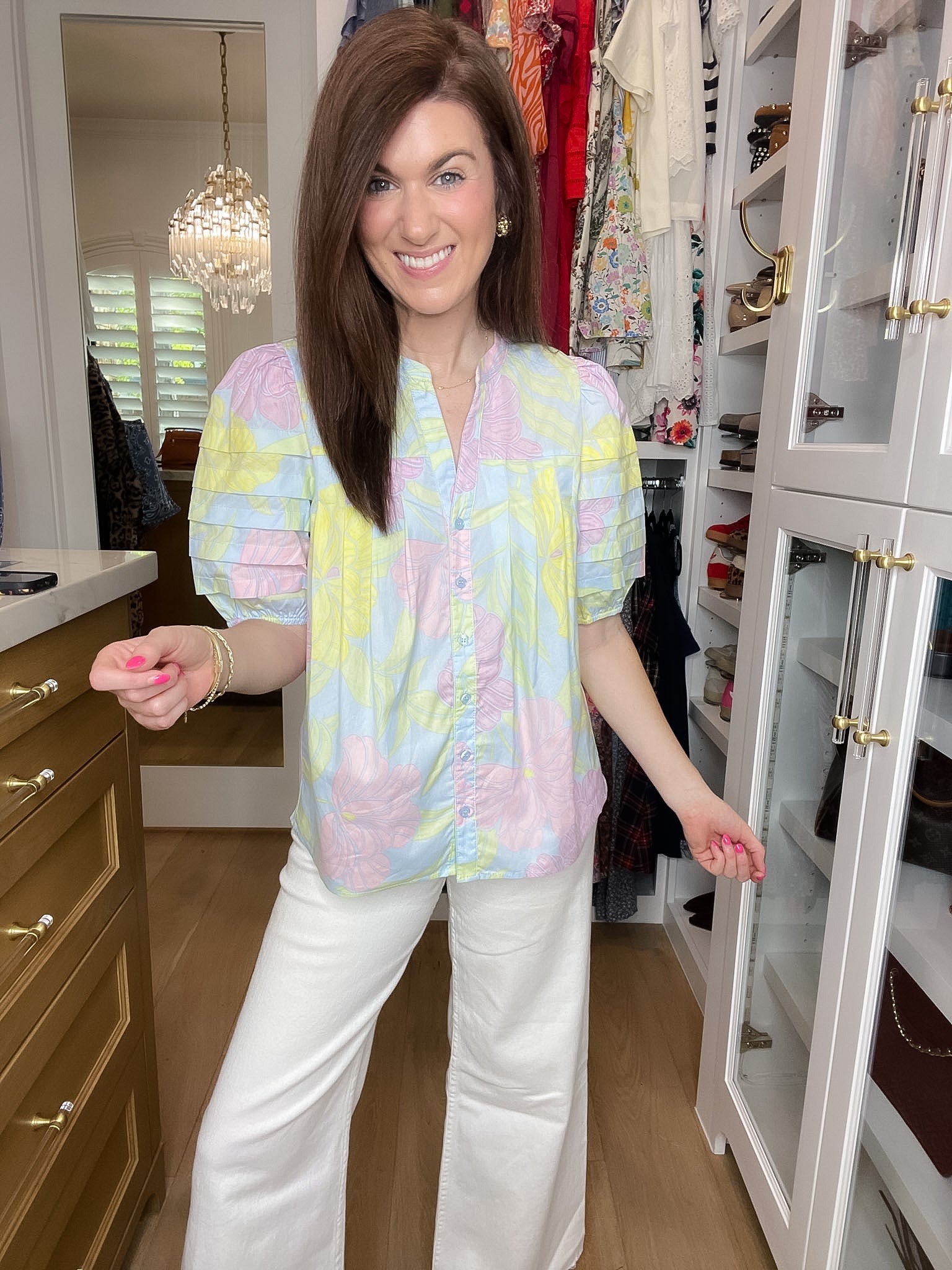 Sugarlips Court Button Down Top in Brisa Floral