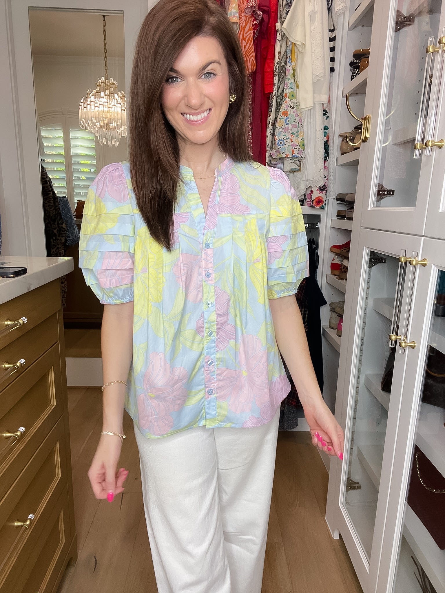 Sugarlips Court Button Down Top in Brisa Floral