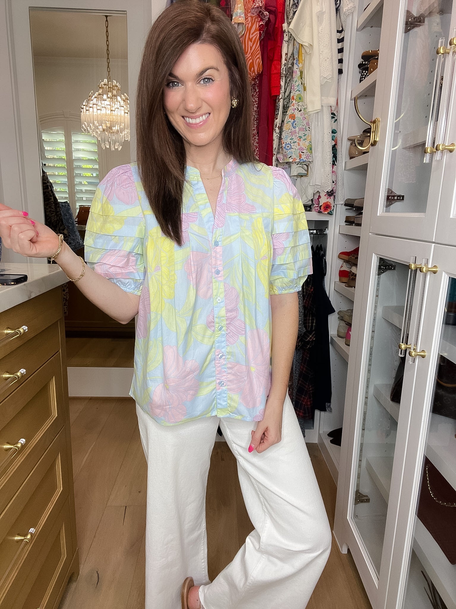 Sugarlips Court Button Down Top in Brisa Floral