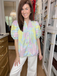 Sugarlips Court Button Down Top in Brisa Floral