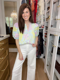 Sugarlips Court Button Down Top in Brisa Floral
