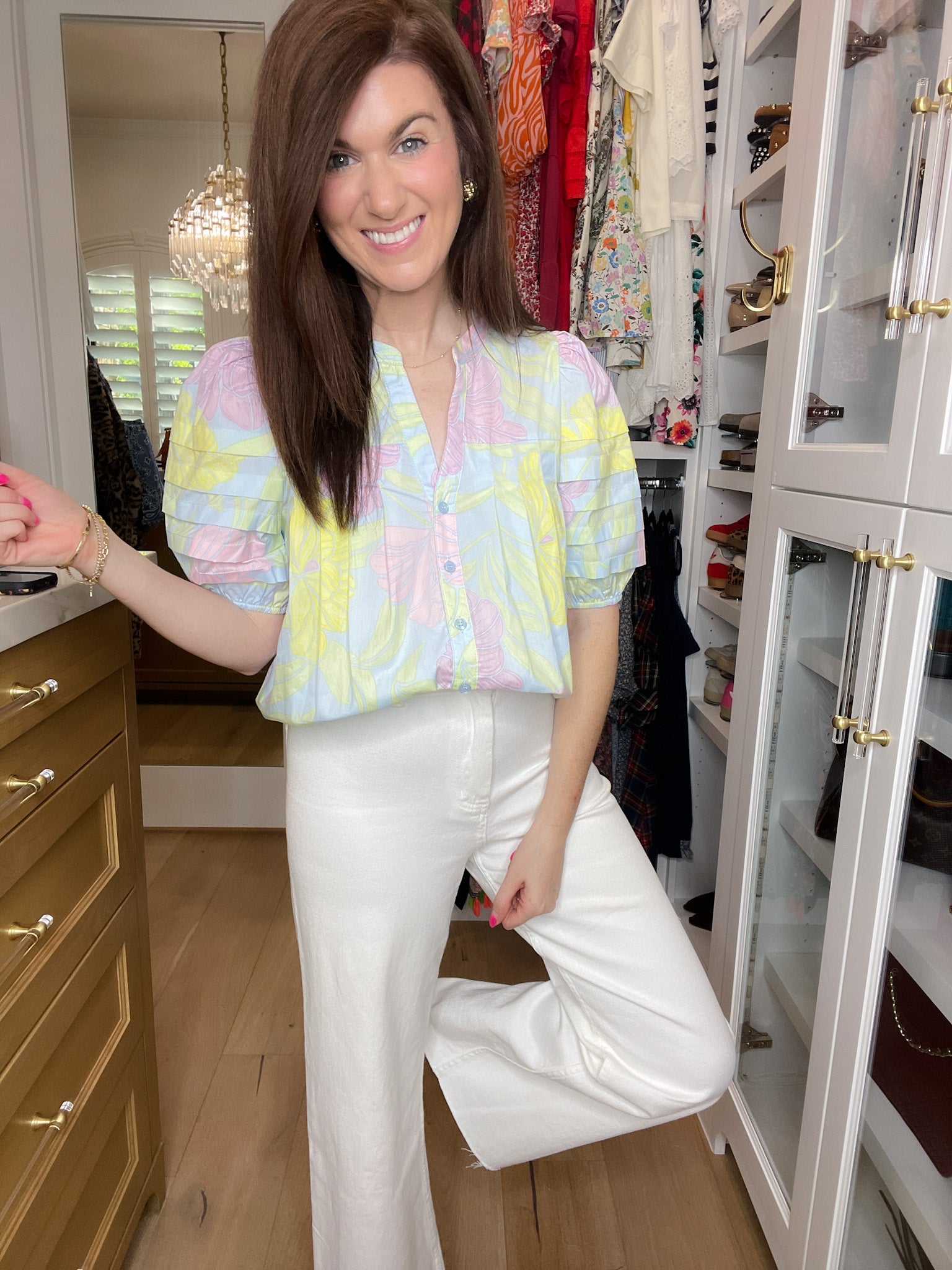 Sugarlips Court Button Down Top in Brisa Floral