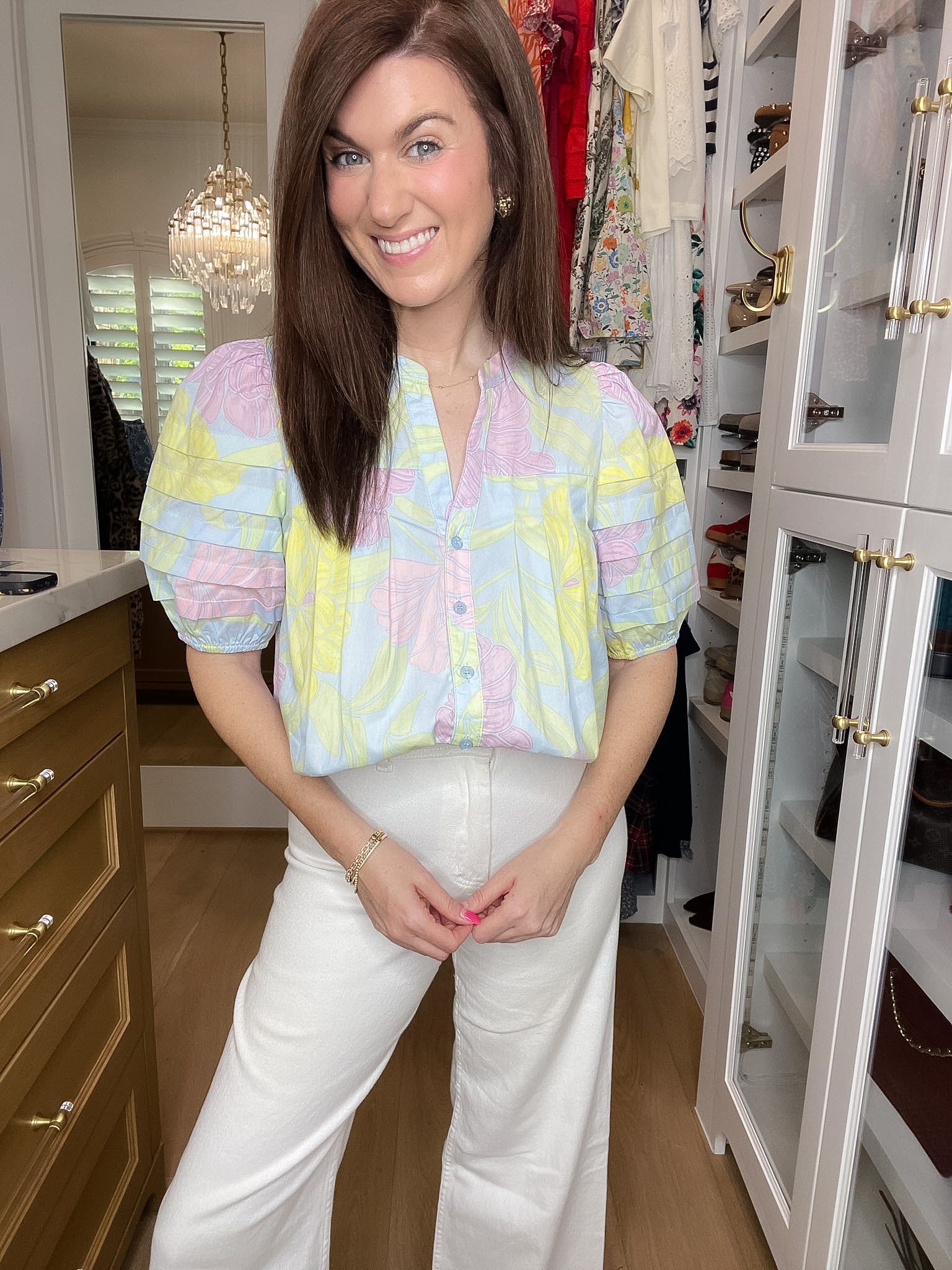 Sugarlips Court Button Down Top in Brisa Floral