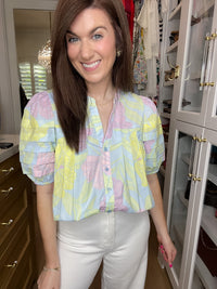 Sugarlips Court Button Down Top in Brisa Floral