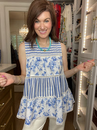 Seabreeze Stripe and Floral Top