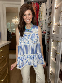 Seabreeze Stripe and Floral Top