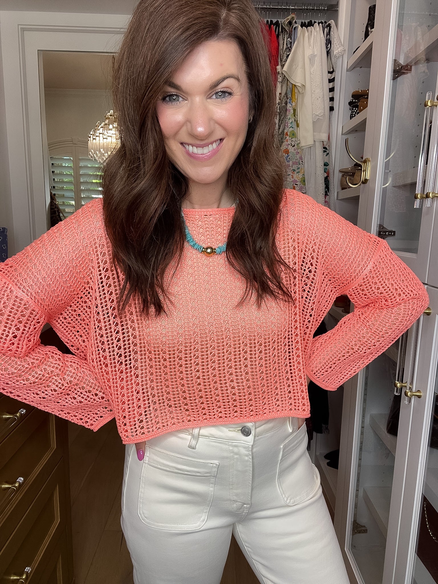 Drift Away Crochet Top in Hawaiian Coral