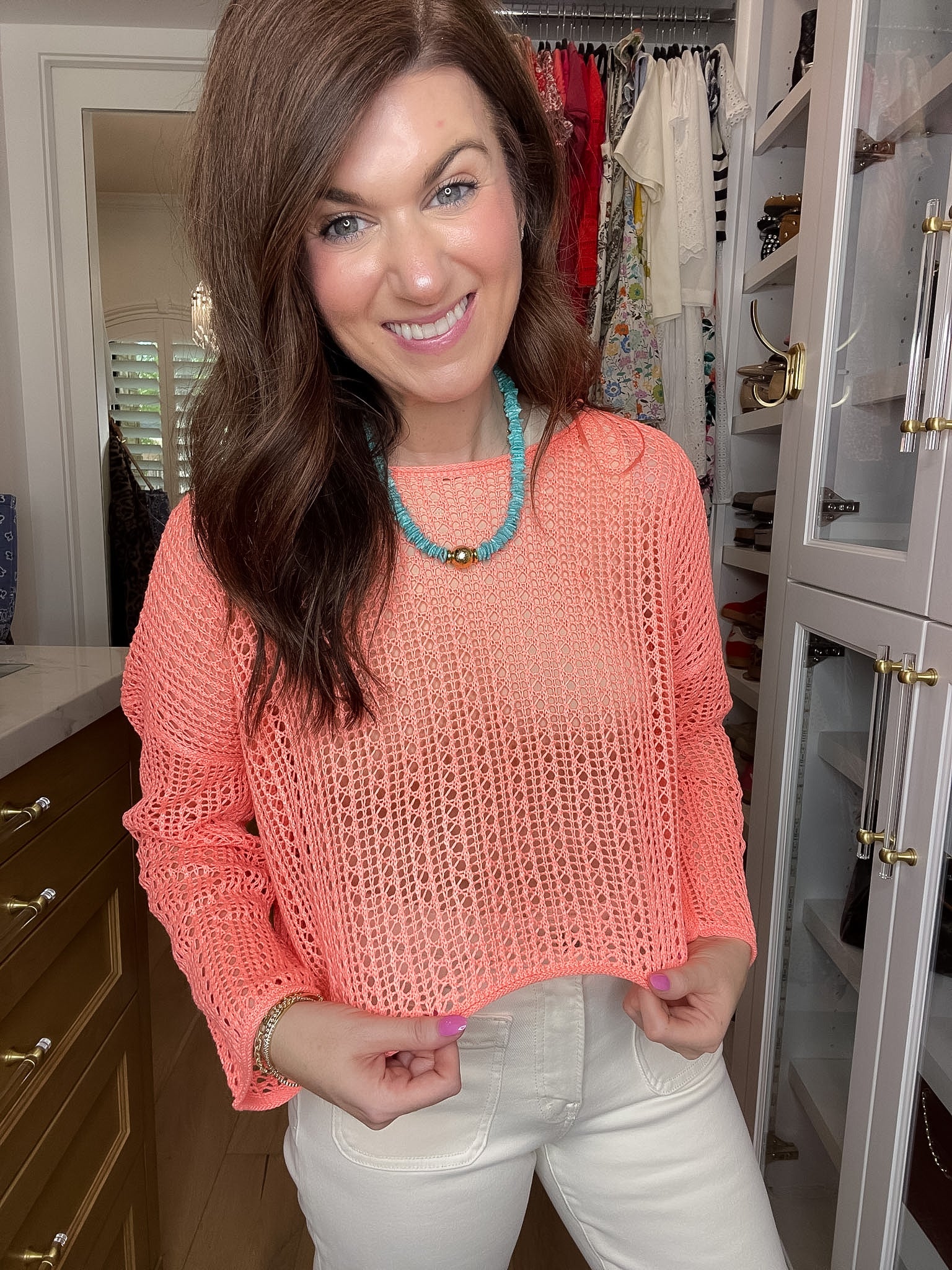Drift Away Crochet Top in Hawaiian Coral
