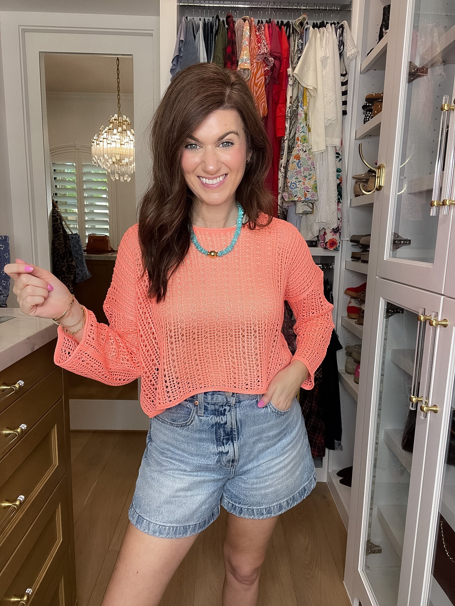 Drift Away Crochet Top in Hawaiian Coral