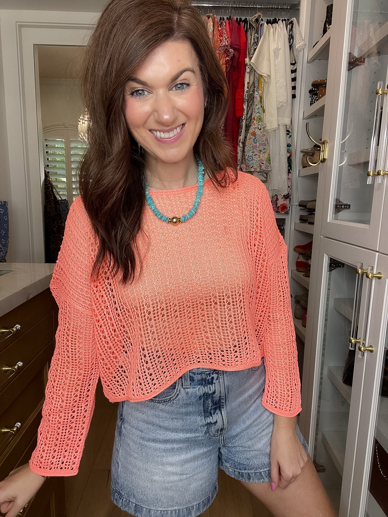 Drift Away Crochet Top in Hawaiian Coral
