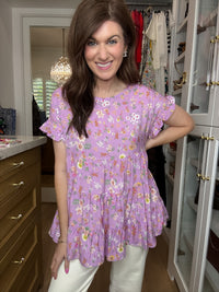 Brunch and Blooms Tiered Top in Lavender