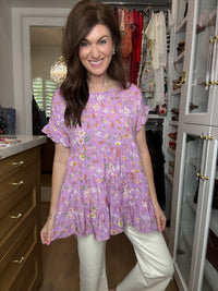 Brunch and Blooms Tiered Top in Lavender