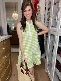 Paddles and Prosecco Gingham Dress in Lime