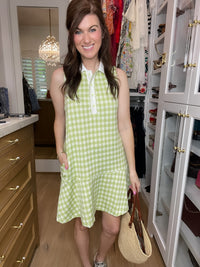 Paddles and Prosecco Gingham Dress in Lime