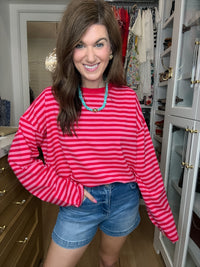 Timeless Lines Striped Tee in Hibiscus/Cherry