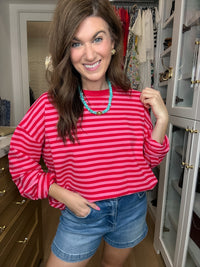Timeless Lines Striped Tee in Hibiscus/Cherry