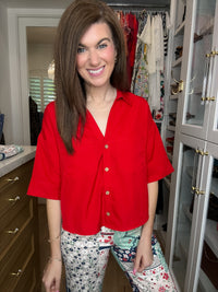 Catch the Sun Button Down in Red