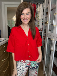 Catch the Sun Button Down in Red