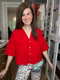 Catch the Sun Button Down in Red