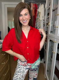 Catch the Sun Button Down in Red