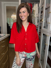 Catch the Sun Button Down in Red