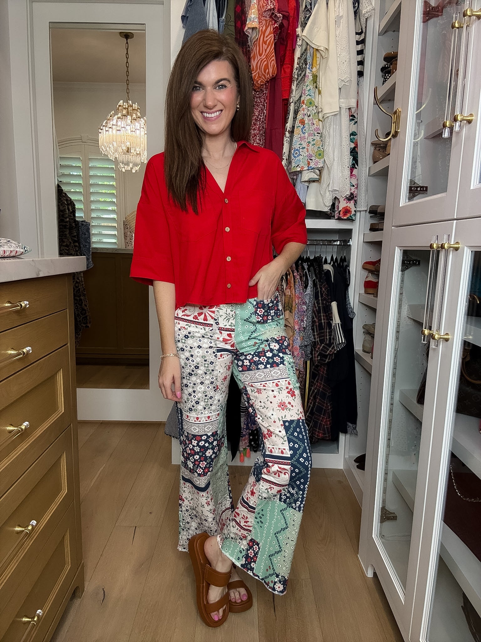 Coastal Quilt Wide Leg Cropped Jeans