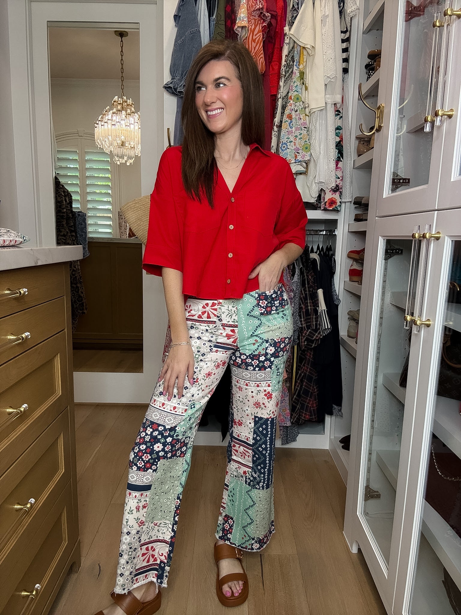 Coastal Quilt Wide Leg Cropped Jeans