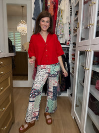 Coastal Quilt Wide Leg Cropped Jeans