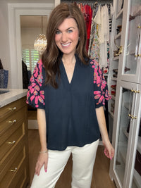 THML Bold Petals Embroidered Top