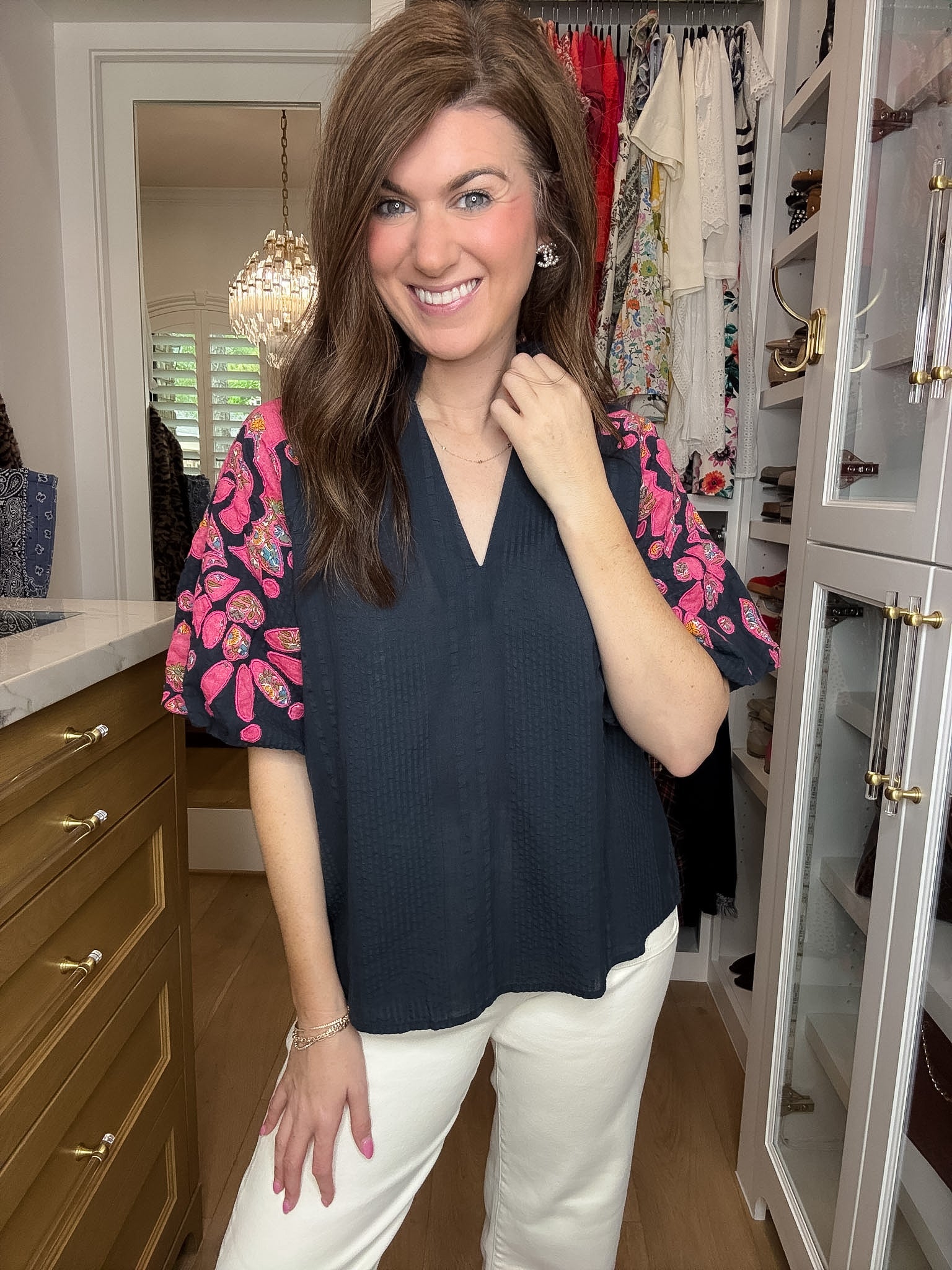 THML Bold Petals Embroidered Top