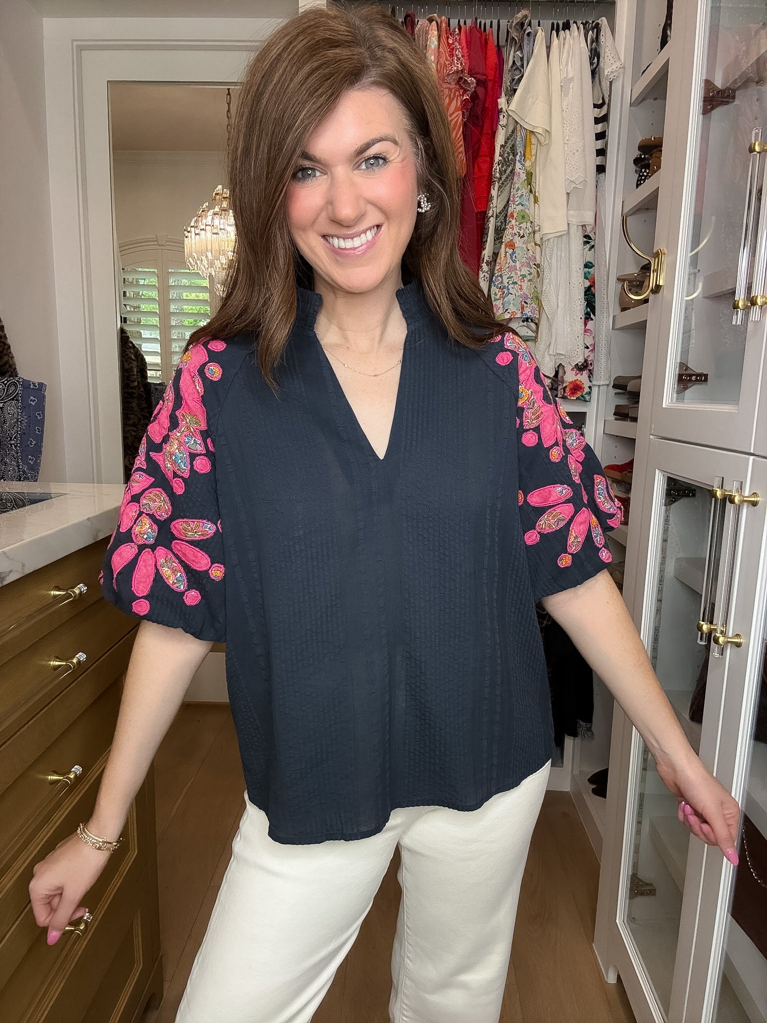 THML Bold Petals Embroidered Top