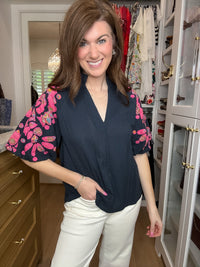 THML Bold Petals Embroidered Top