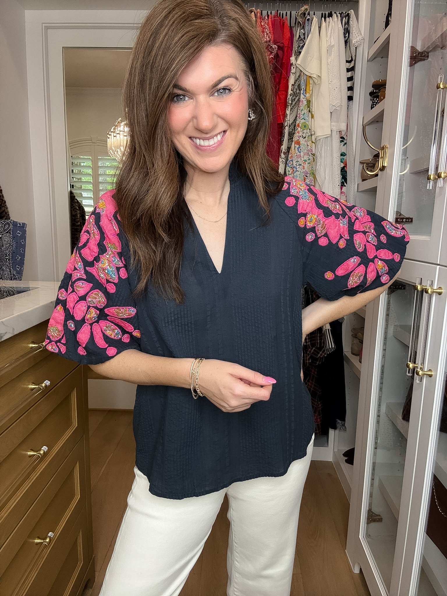 THML Bold Petals Embroidered Top