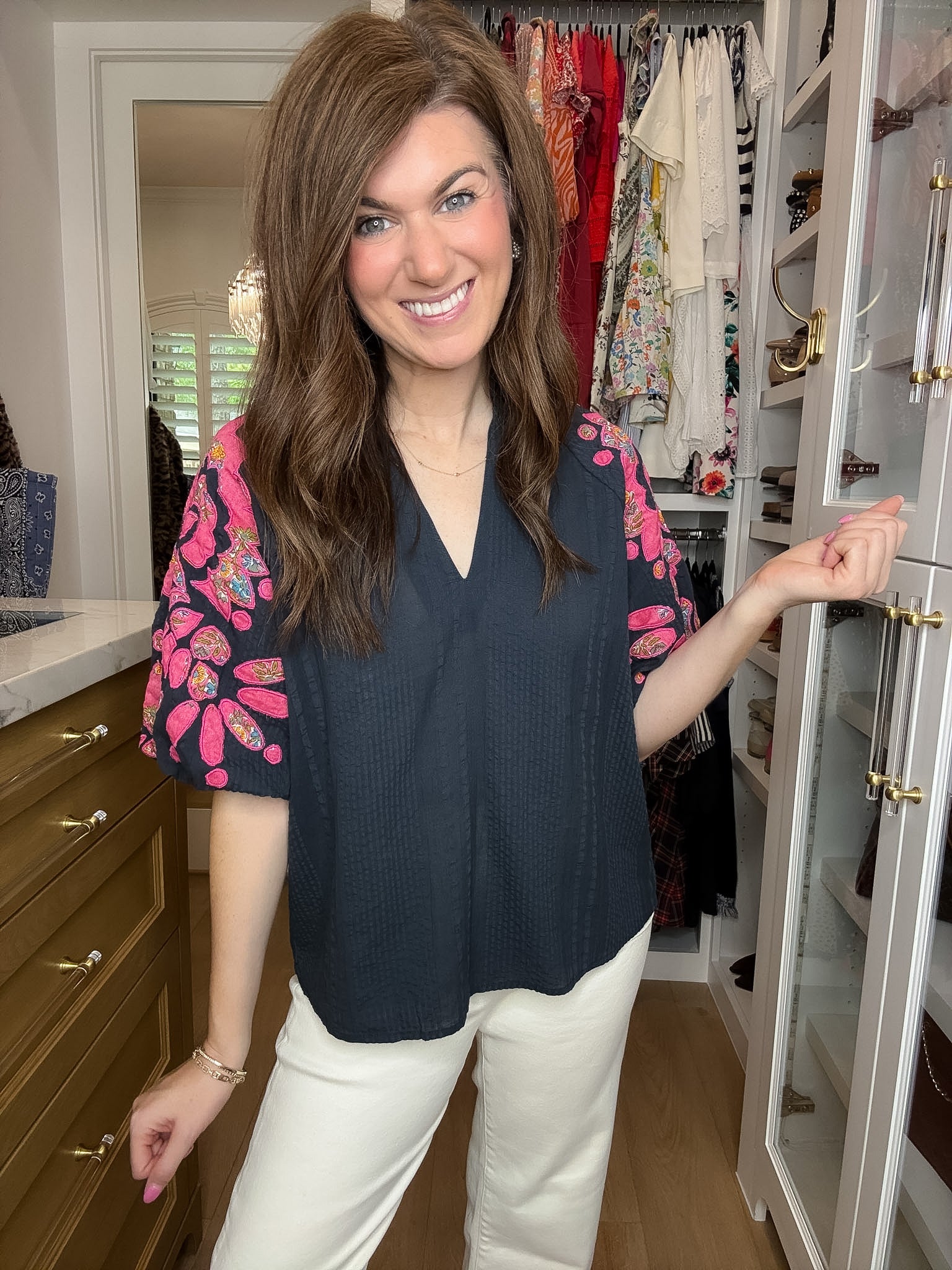 THML Bold Petals Embroidered Top