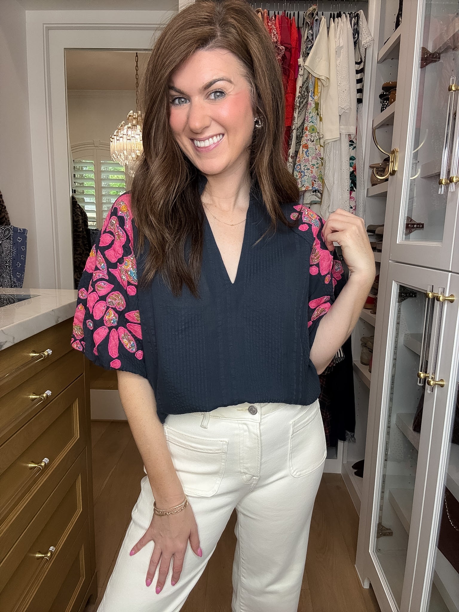 THML Bold Petals Embroidered Top