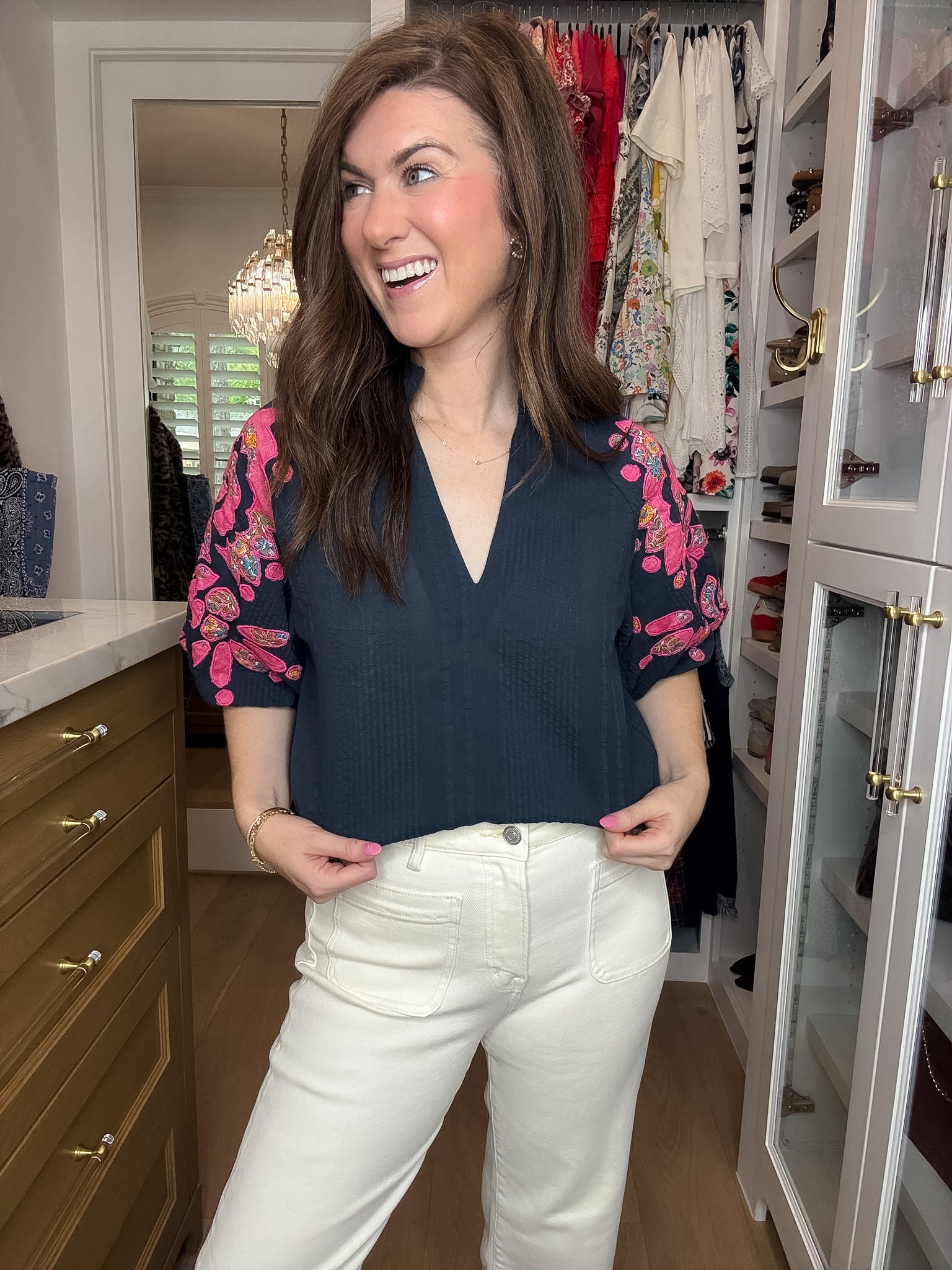 THML Bold Petals Embroidered Top