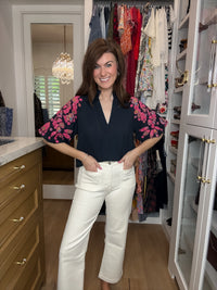 THML Bold Petals Embroidered Top