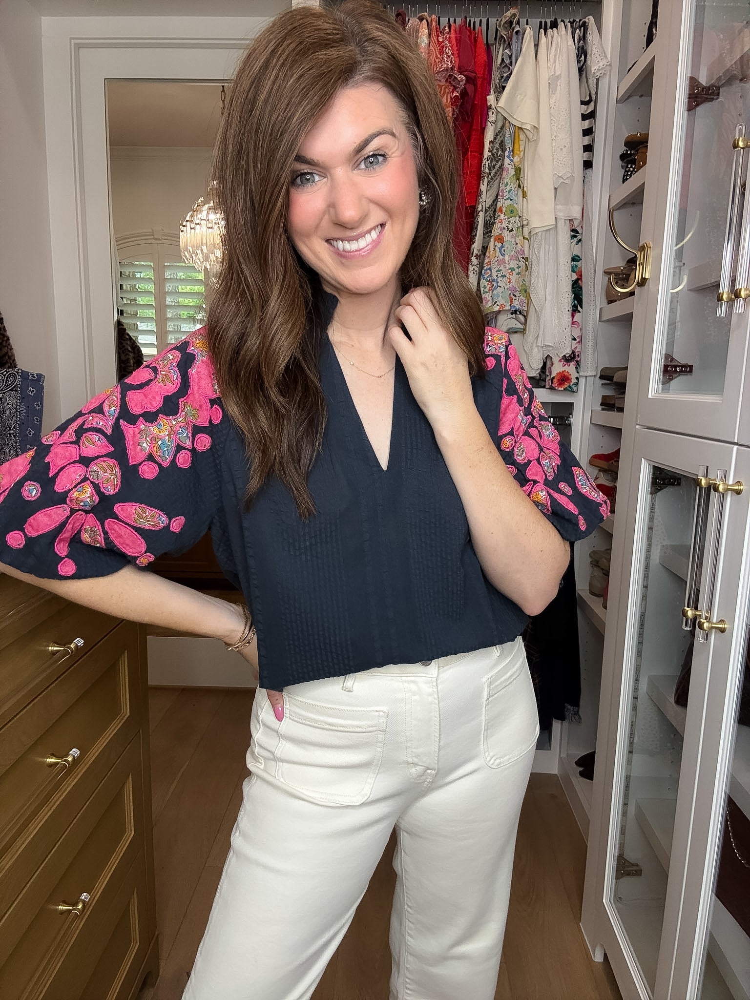 THML Bold Petals Embroidered Top