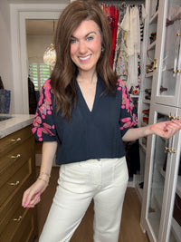 THML Bold Petals Embroidered Top
